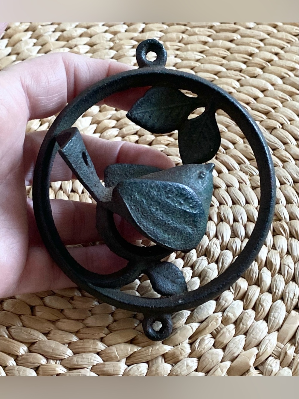 Vtg Nanbu Cast Iron Bird Wind Chime Piece Hanging Decor *missing chime